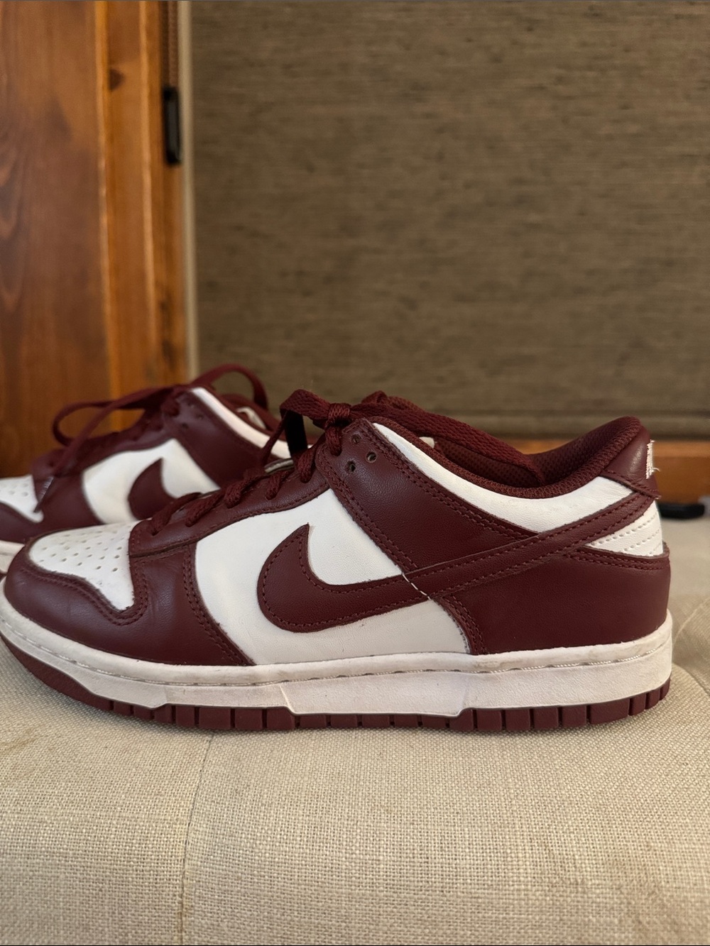 Nike Dunks Low-Top Sneakers in White and Maroon